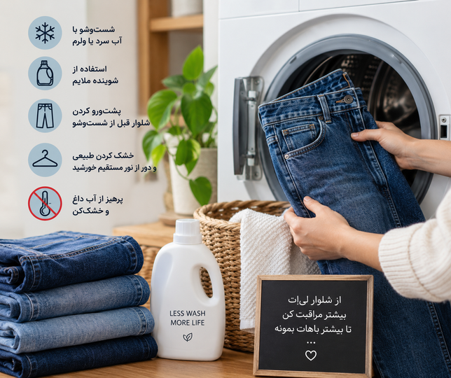 روش صحیح شستن شلوار لی؛ راهنمای علمی برای حفظ رنگ و فرم جین