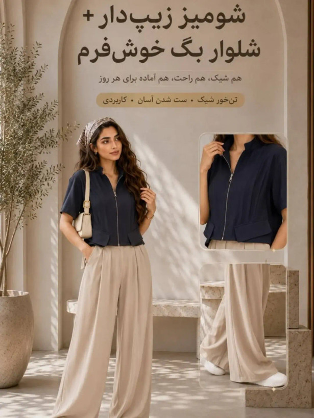 شومیز زیپدار زنانه فری سایز